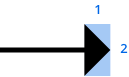 The aspect ratio of an arrowhead should be 1:2, namely ‘Arrow 8’ in Adobe Illustrator.